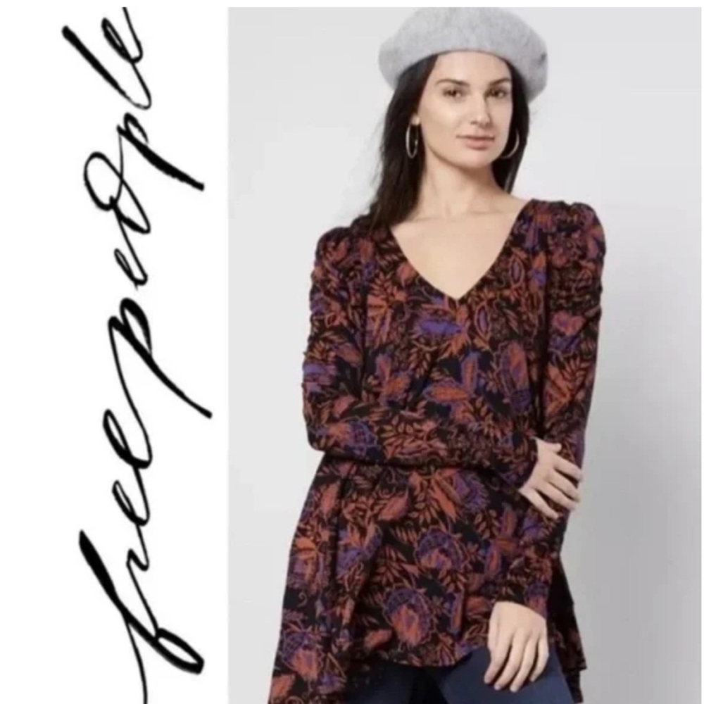Free People hello lover roushed sleeve tunic top